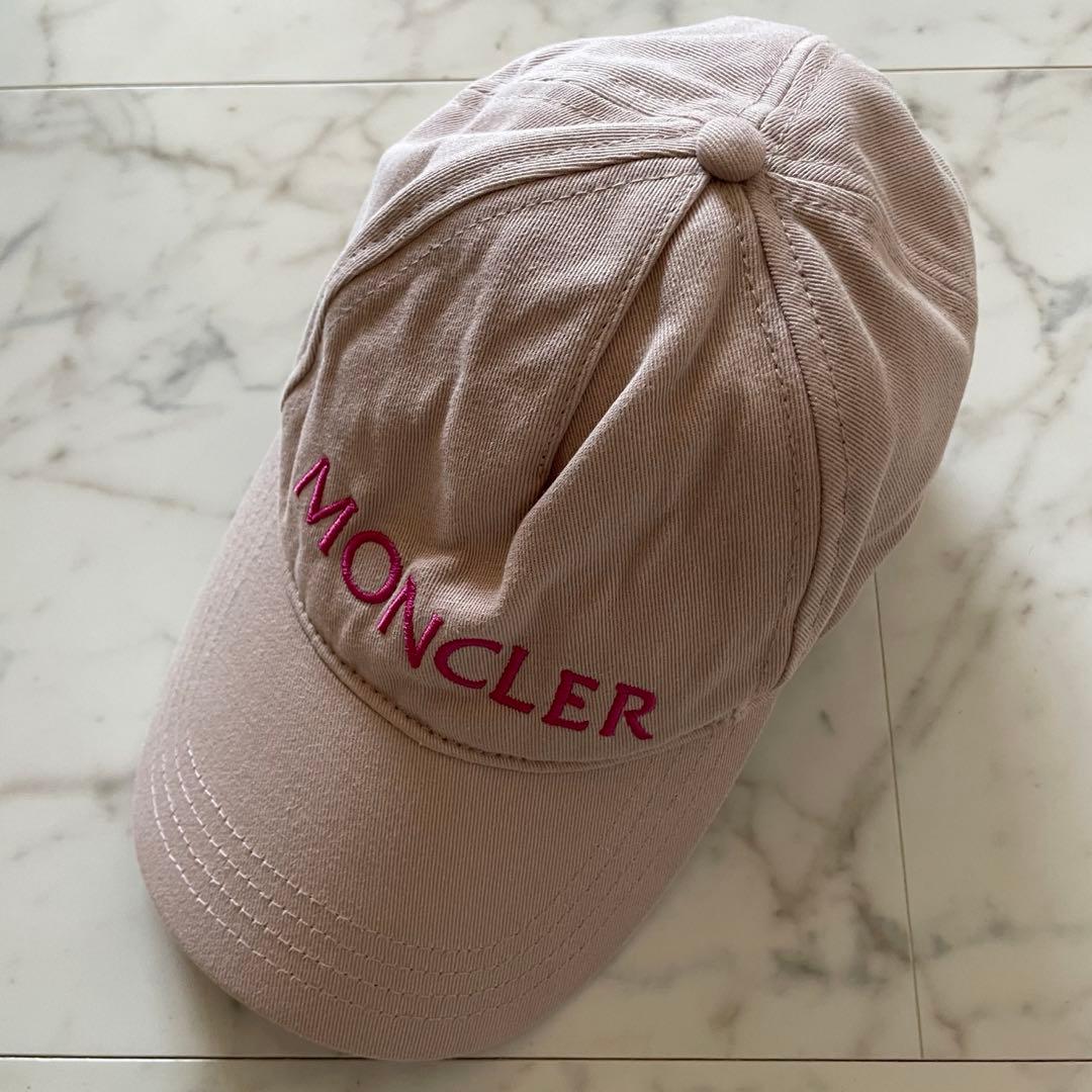 MONCLER モンクレール キャップ ピンク MONCLER モンクレール コットン BIGマーク ロゴ キャップ レディース