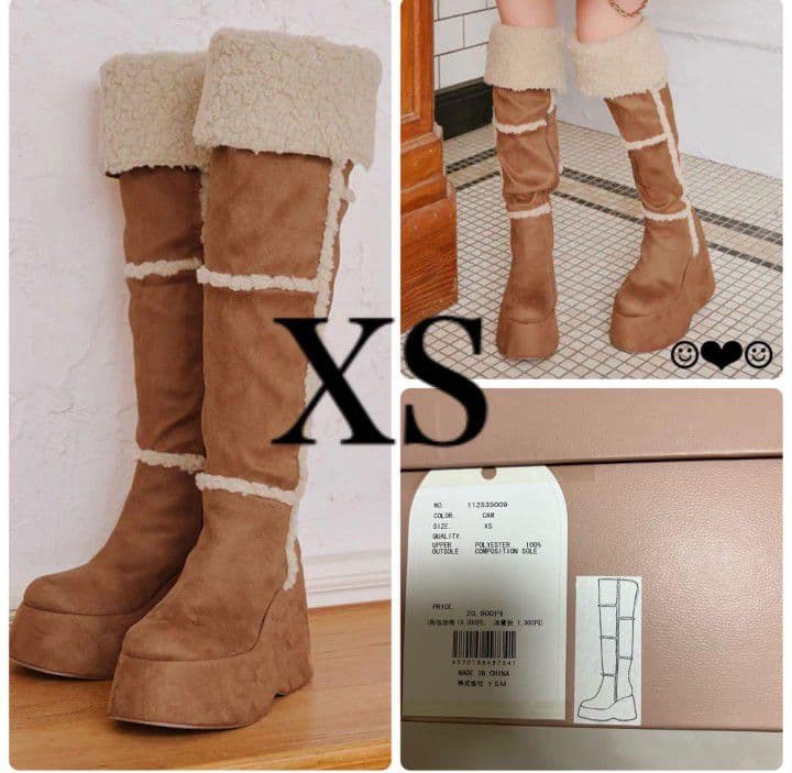 Darich♡フェイクムートンニーハイブーツ♡キャメル♡XS ダーリッチ Darich フェイクムートンニーハイブーツ （キャメル） -靴