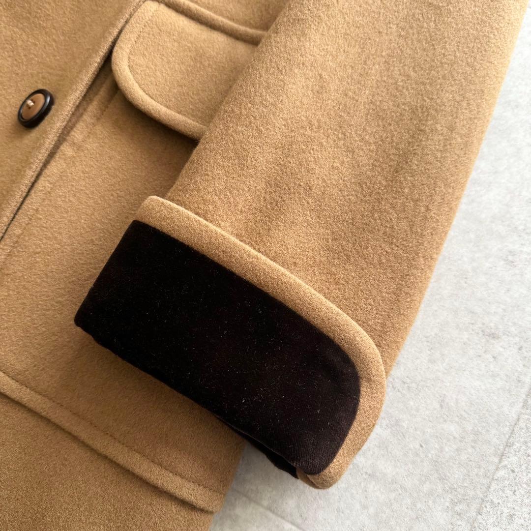 イヴサンローラン ロングコート キャメル ダブル ベロア切替 ウール S