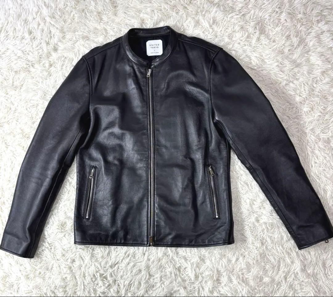 UNITED TOKYO ラムレザー シングル ライダースジャケット 黒 3 UNITED TOKYO（ユナイテッドトウキョウ）の「ラムレザーシングル