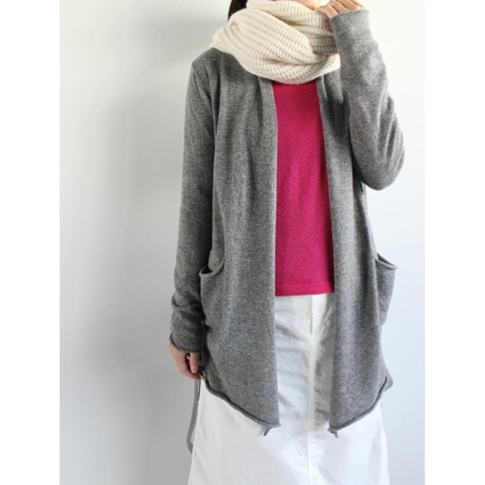 n100 カギ針編み カシミヤ100％ マフラー グレー エヌワンハンドレッド