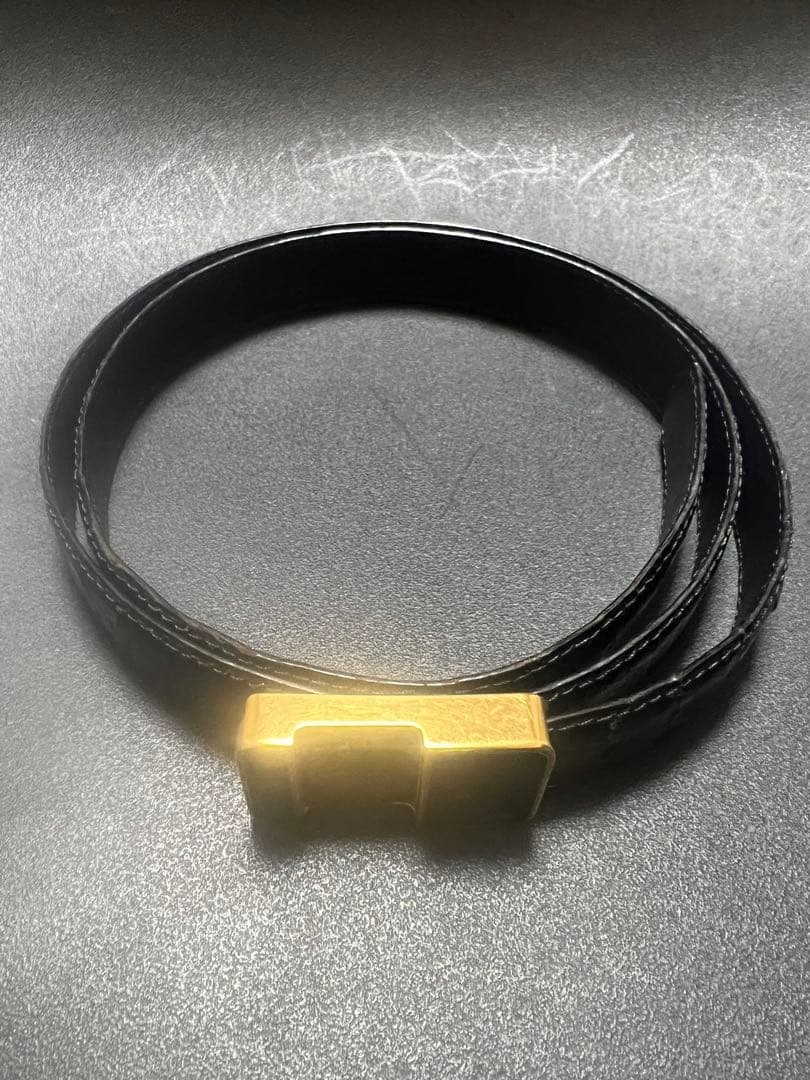 S.T.DUPONT デュポン　クロコダイル　レザーベルド　黒　フランス製　ワニ