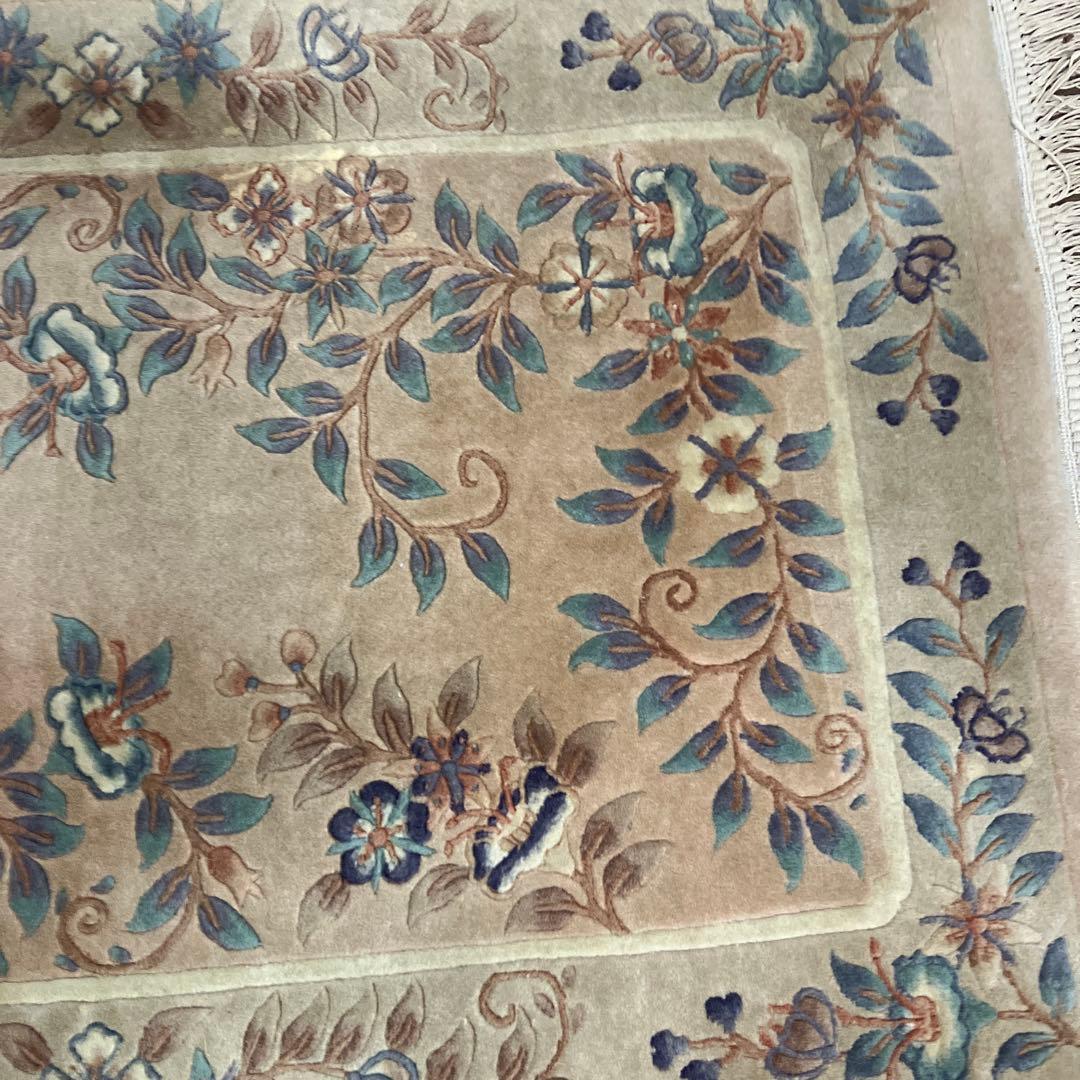 A-1 高級段通 花柄 絨毯 玄関マット 中国段通 JCCP 名工作品 敷物緞通