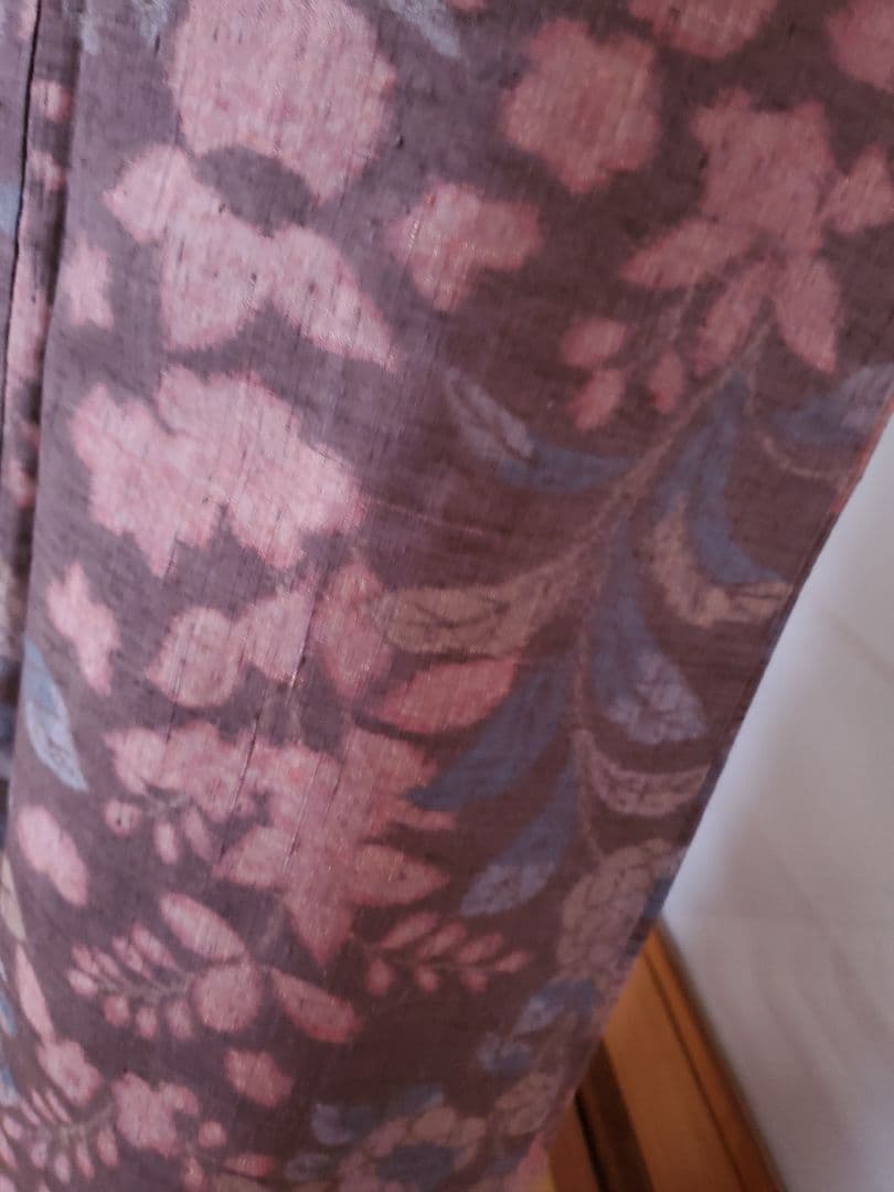 スモールサイズ＊】辻が花の紬 茶色 ピンク 正絹 特価☆