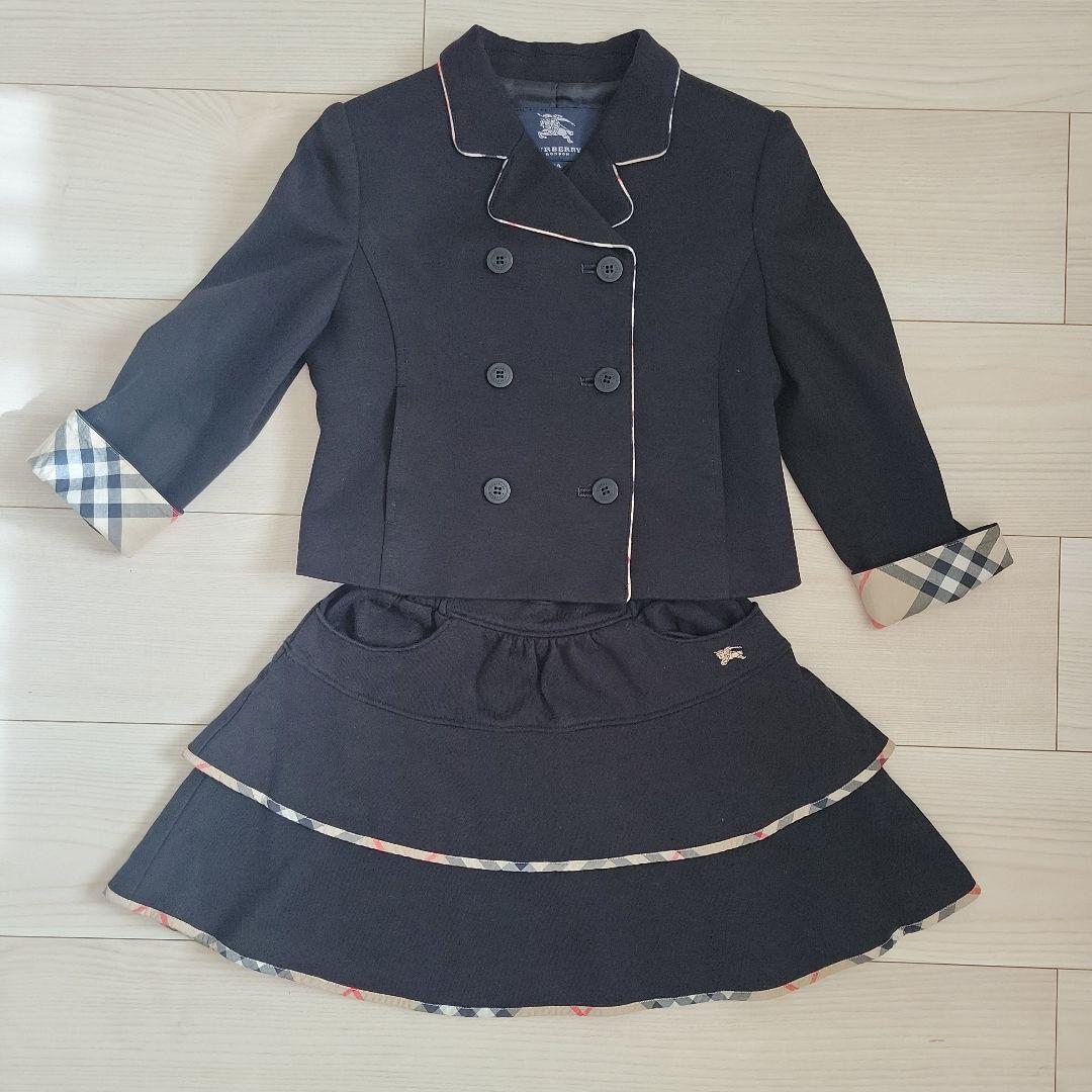 バーバリーロンドン　女の子　スーツ　ブラウス付　卒園　入学　お受験　発表会 長袖ブラウス付き グレーリボンアンサンブル
