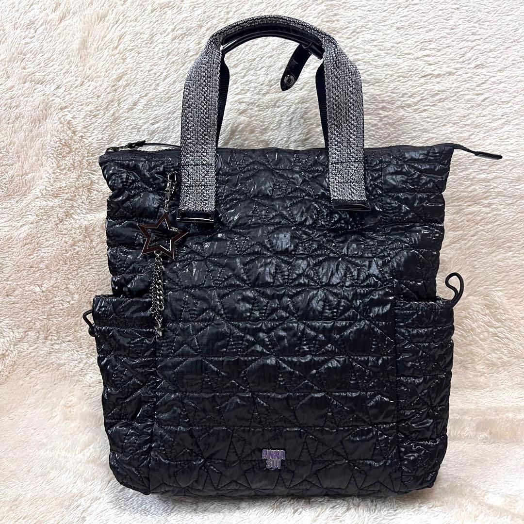 ANNA SUI プラネタ 2WAYリュックサック キルティング ブラック - メルカリ