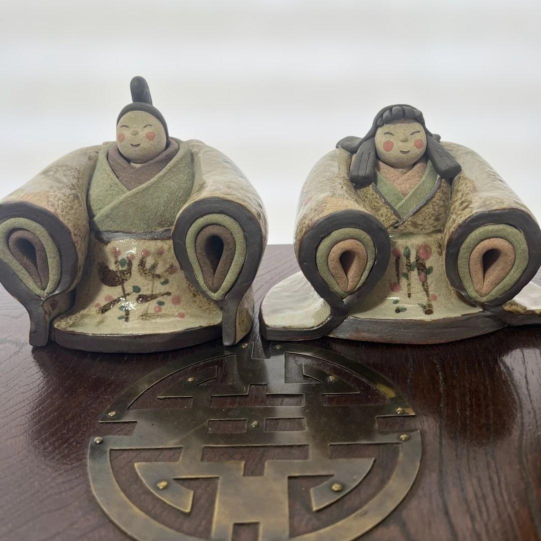 益子焼　お雛様飾り　ヴィンテージ 益子焼 ひなまつりのお皿 オーシャン 【スタンド付き】 わかさま陶芸