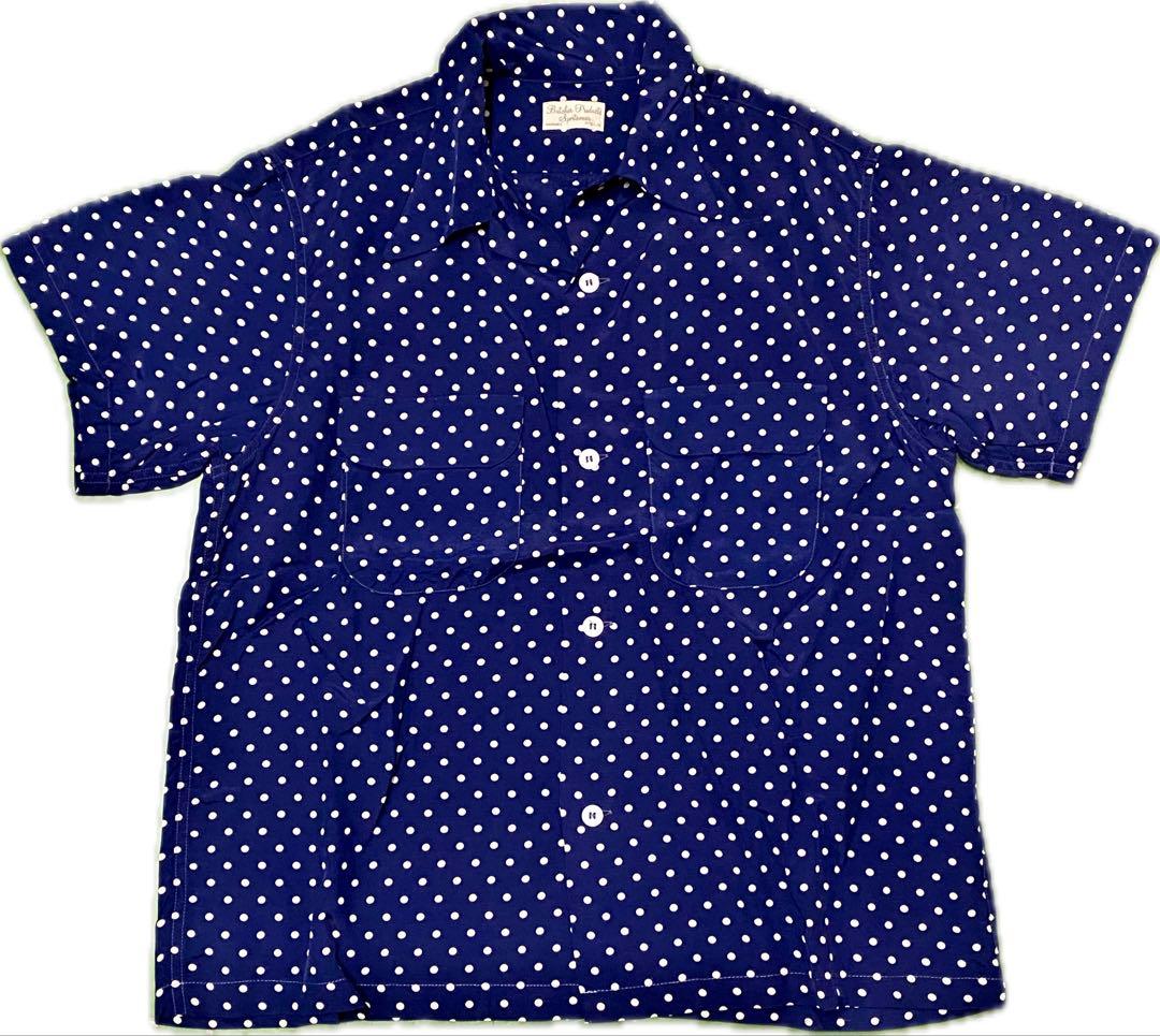 好カラー Butcher products ドットレーヨンシャツ 50s 50年代 長袖 ボルドー ワインレッド ループカラー オープンカラー