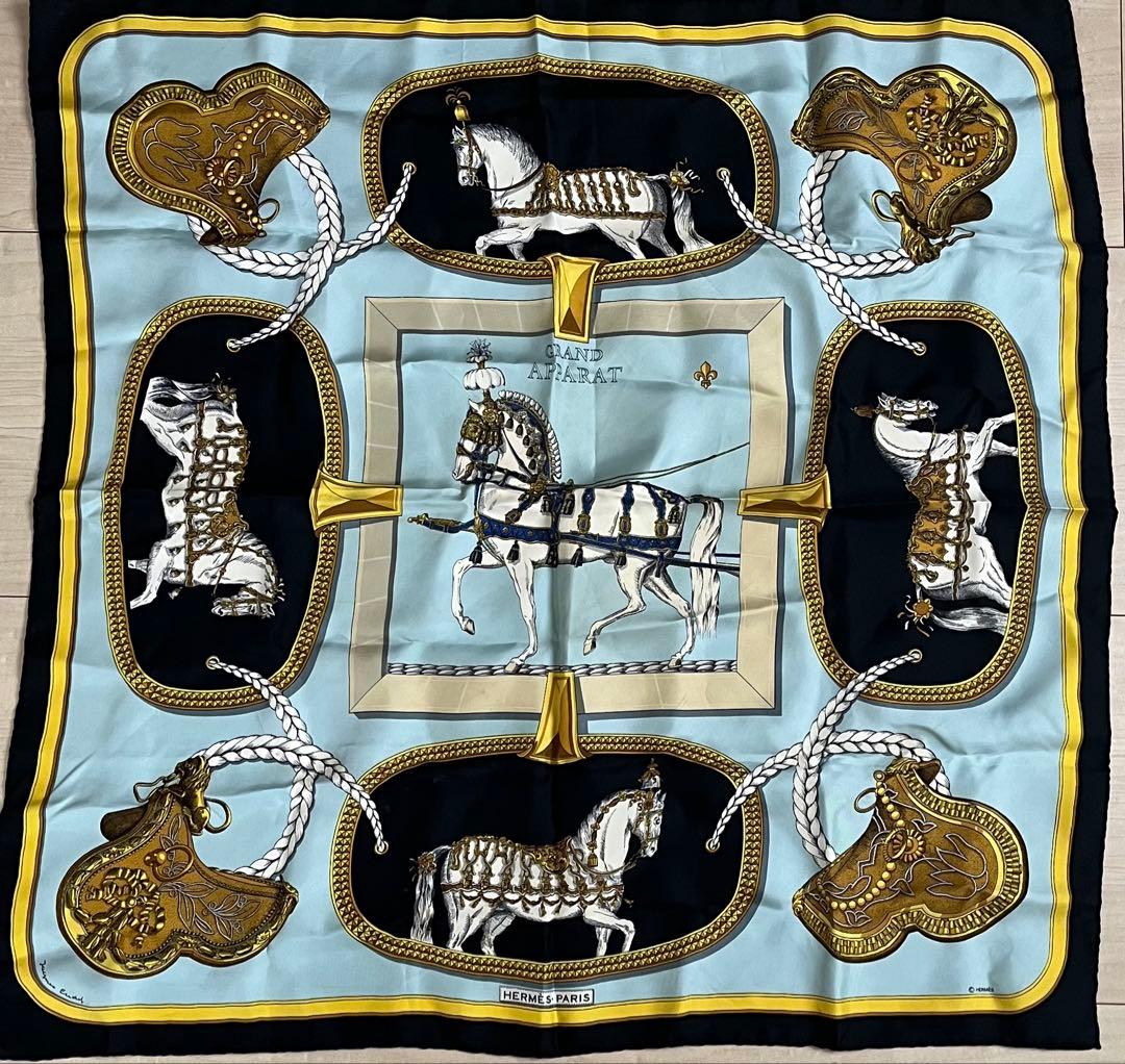 最終値下げ‼️HERMESヴィンテージ　盛装の馬　カレ　スカーフ エルメス スカーフ カレ90 盛装の馬 SILK100% | 東京銀座の