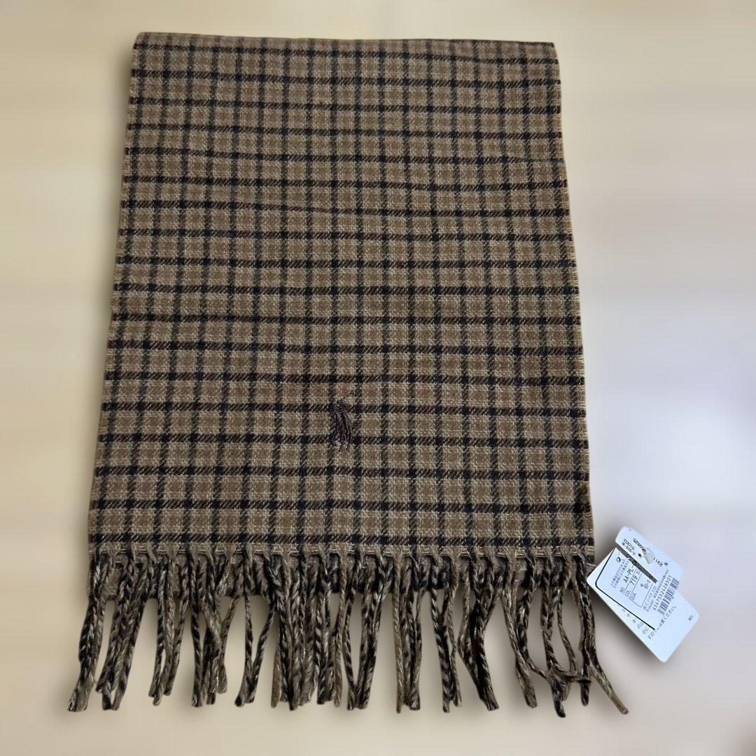 新品　Polo Ralph Lauren ポニー　カシミヤ入　チェック マフラー rl-pc0999.jpg