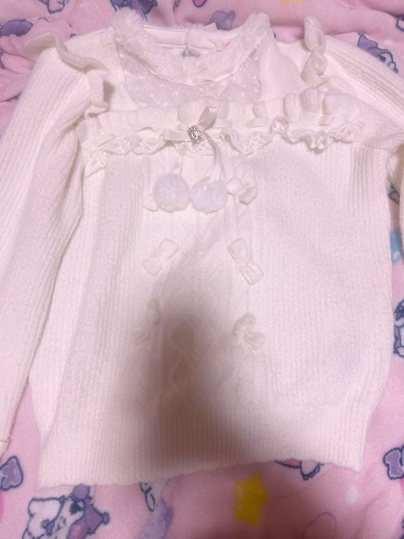 モヘアタッチポンポンニットトップス 白 LIZLISA モヘアタッチポンポンニットトップス 白 LIZLISA - メルカリ