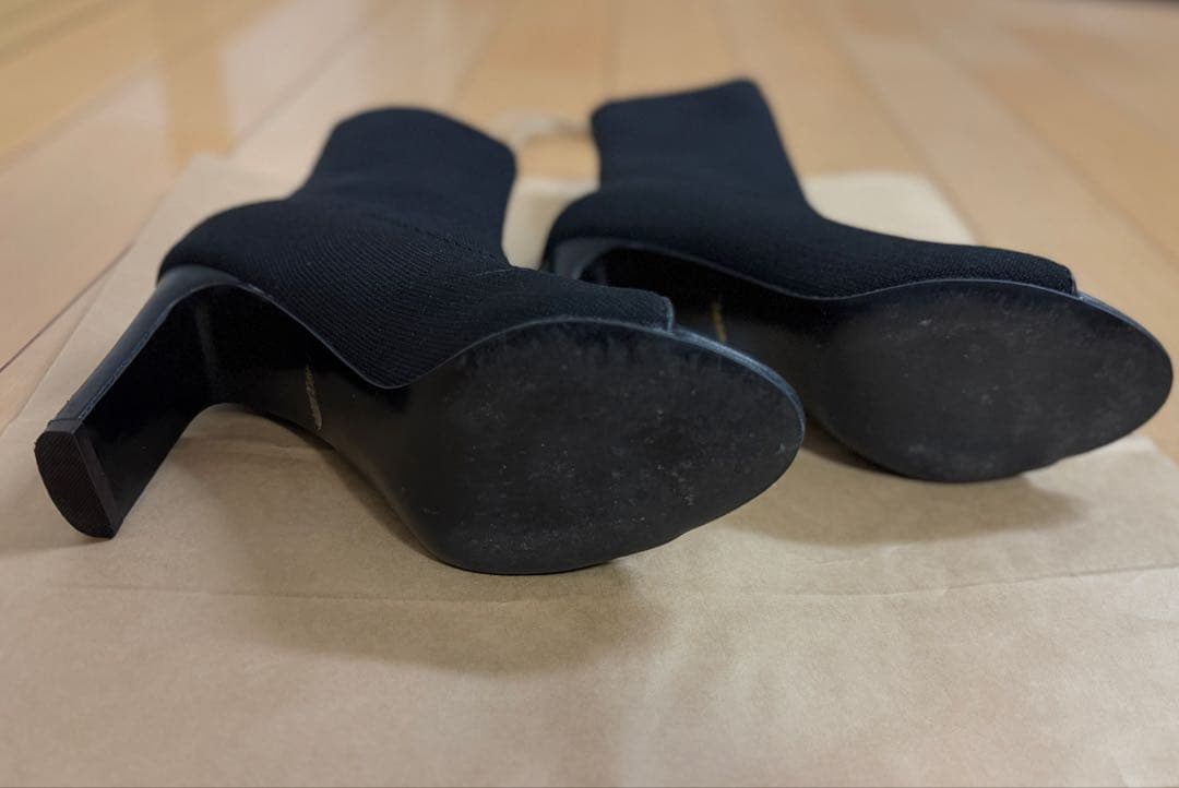 鈴木亜美プロデュース オープントゥ ニットブーツ ソックスブーツ S