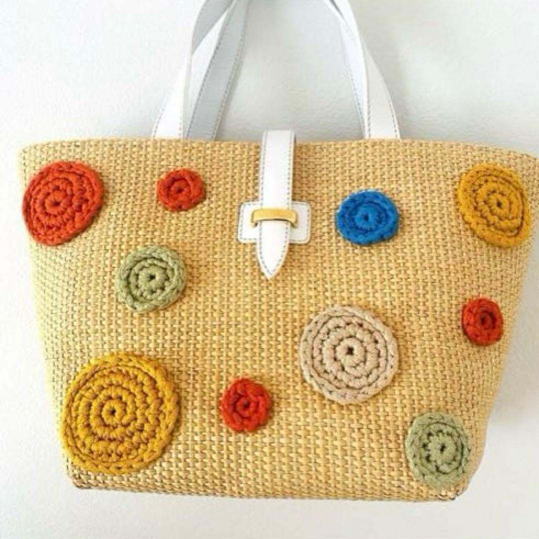 美品　CAPAF カパフ　カゴバッグ　イタリア　鞄　カバン かごバッグ ラタン Capaf レザー ハンドル ハンドバッグ カパフ