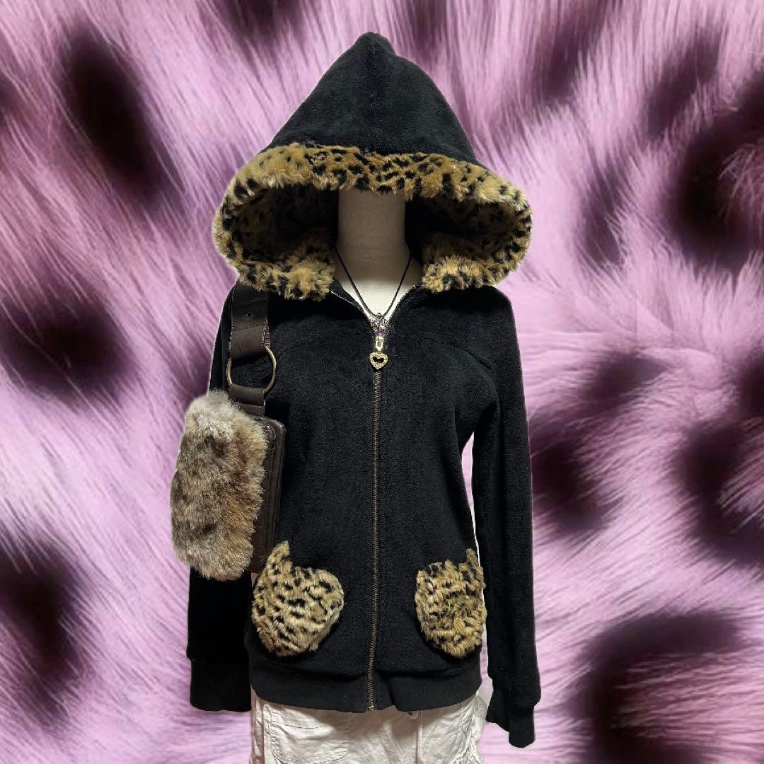 平成 ギャル パーカー y2k 00s ヒョウ柄 ギャル ダークコア v系 - メルカリ