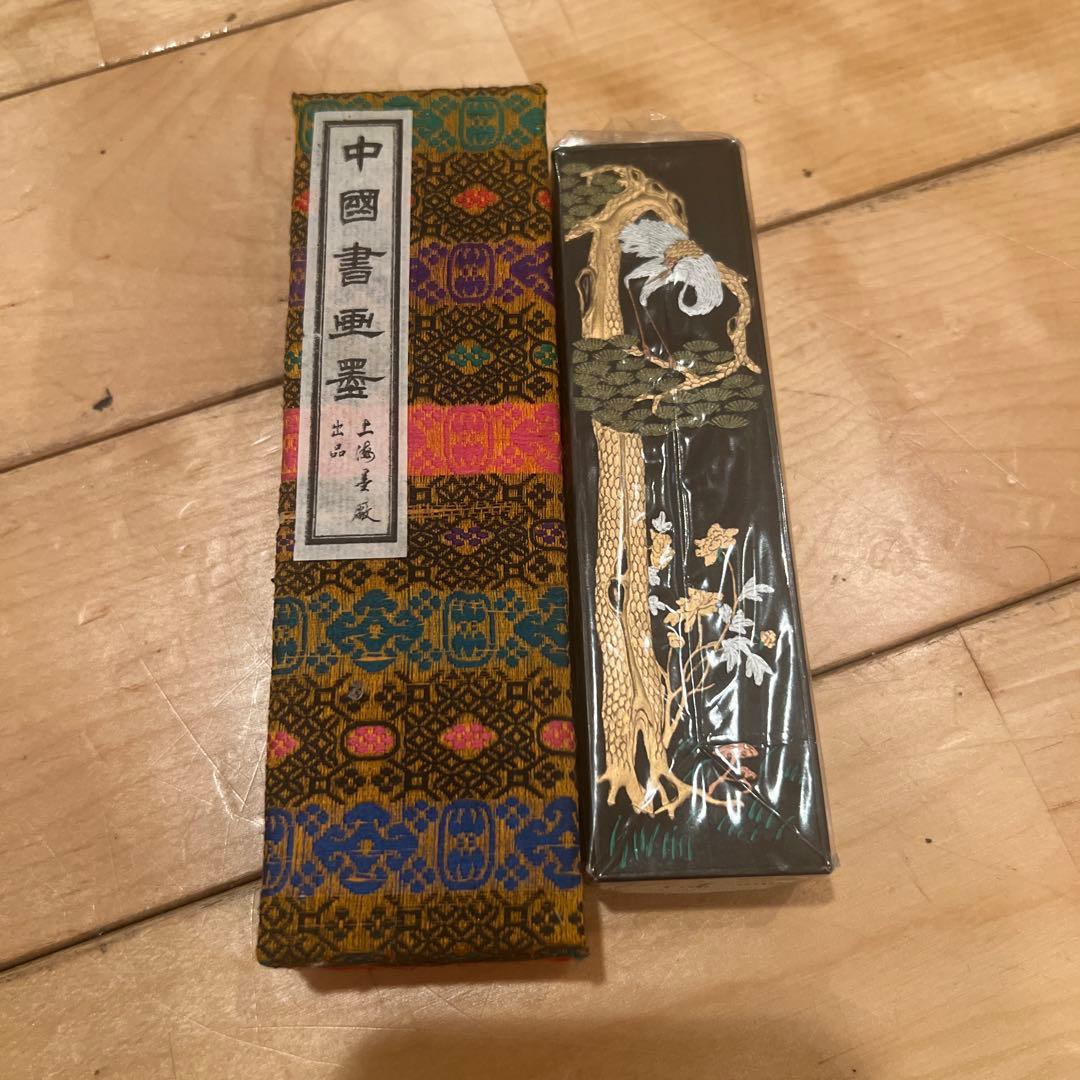 未使用　中国 書画墨 中国書画墨 固形墨 古墨 松鶴遐齢 油煙 油煙墨 油煙101 国華第一 中国書画墨 上海墨廠出品 鉄斎翁書画宝墨 古墨