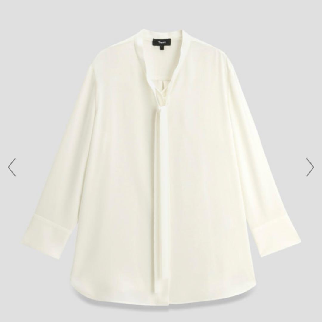 セオリー　ジョーゼットタイブラウス　アイボリー　Sサイズ　ボウタイ　長袖　白系 楽天市場】ブラウス《2wayシフォンジョーゼットボウタイブラウス》全4