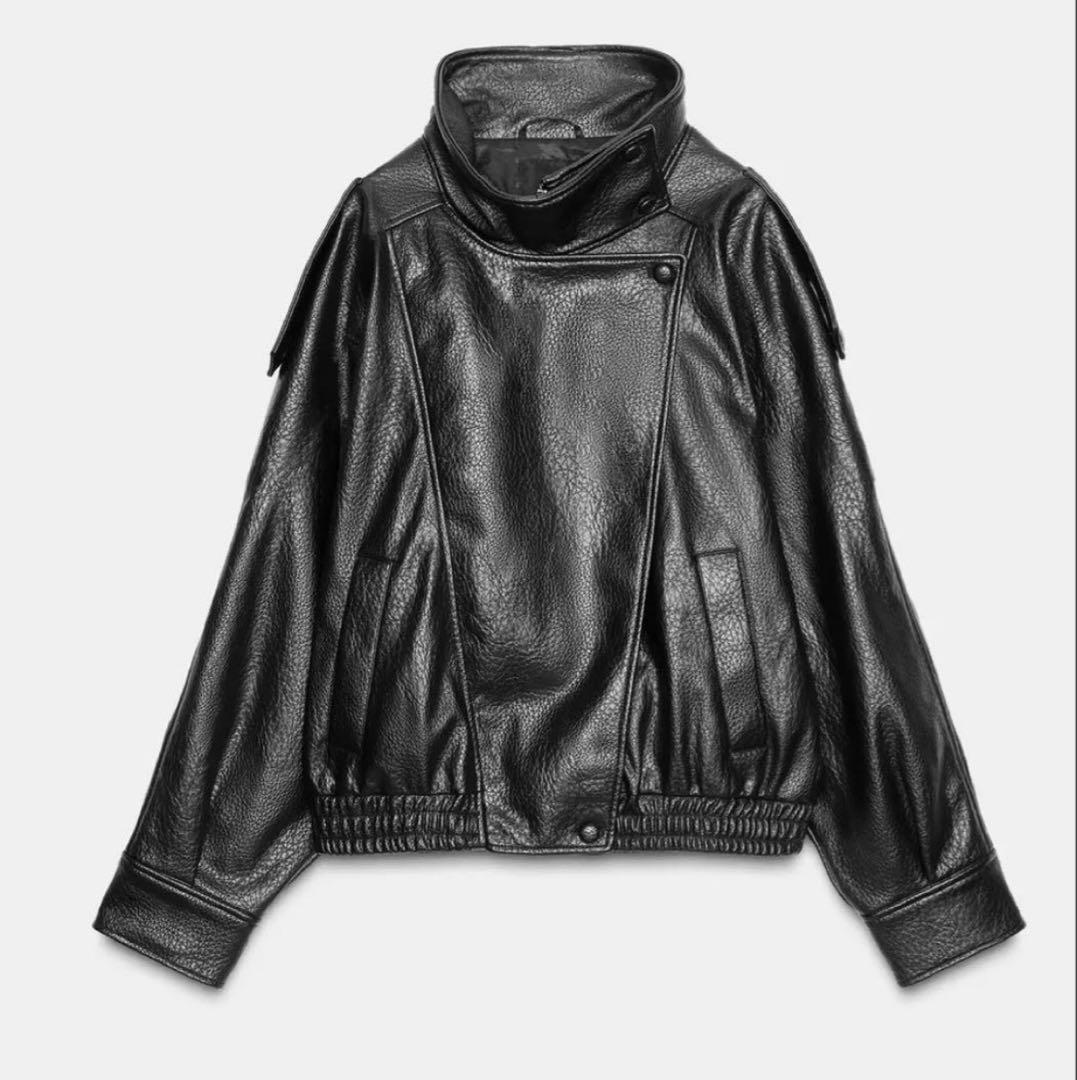 美品ZARA フェイクレザージャケット4391/892/800 ZARA】フェイクレザージャケット ブラック | 4391/892/800 (ZARA