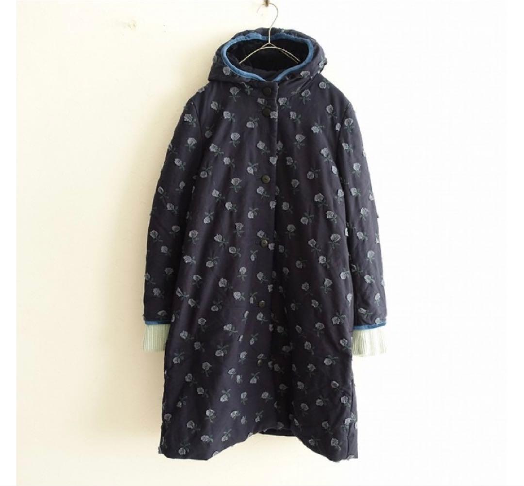 ミナペルホネン　skip ダウンコート 美品】ミナペルホネン mina perhonen forest village フード付きダウン