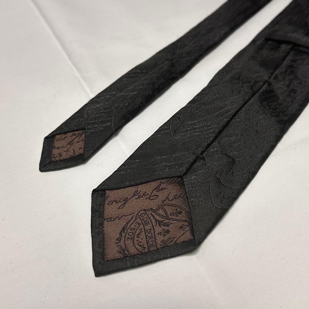 美品☆ベルルッティ☆ネクタイ☆ブラック☆カリグラフィー☆総柄☆771
