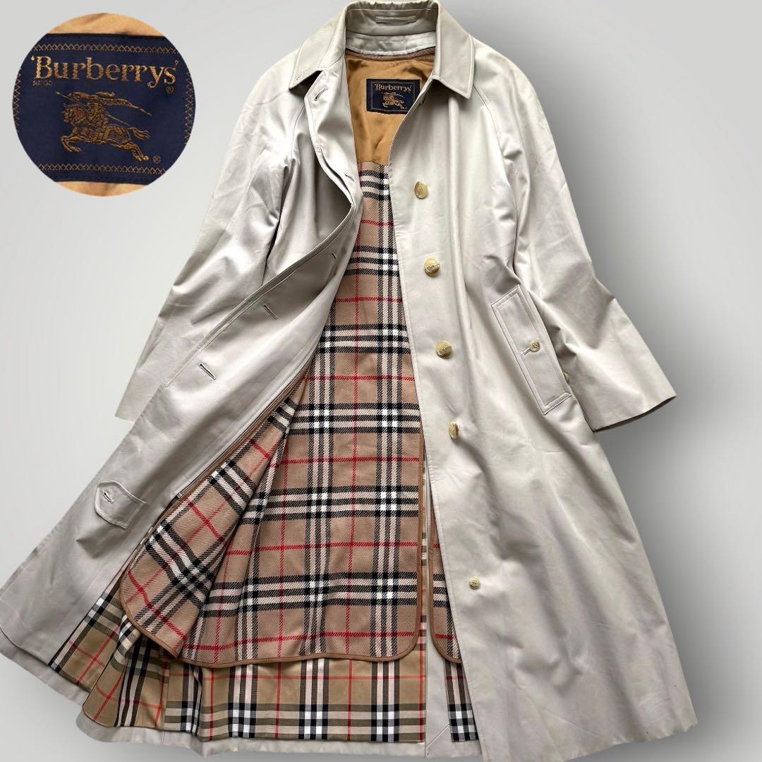美品 バーバリー ライナー付　ステンカラーコート バルマカンコート ノバチェック 00048157-01.jpg