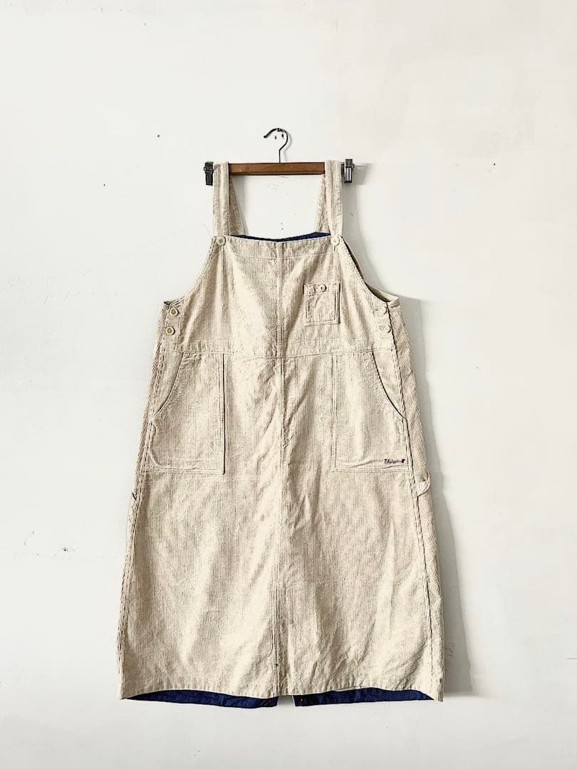 【美品】快晴堂　TOPベージュのコール天　オーバーオールスカート　サイズ2 美品】快晴堂 TOPベージュのコール天 オーバーオールスカート サイズ2