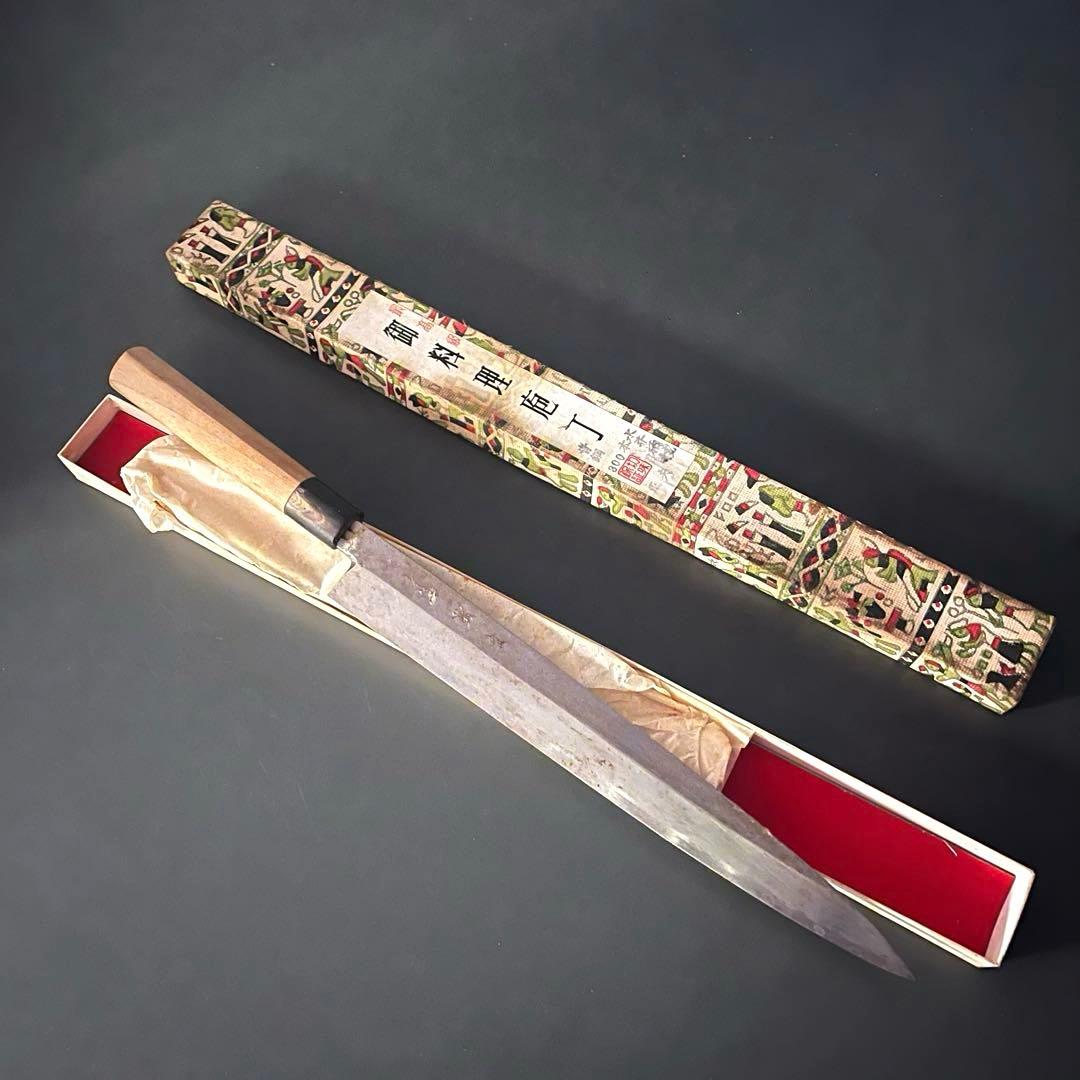 柳刃包丁 刺身包丁 300mm 正夫 青銅 月界作 堺箱八 正夫 尺 青銅 刃渡り29.3cm 刺身包丁 柳刃包丁 : 無垢材家具と