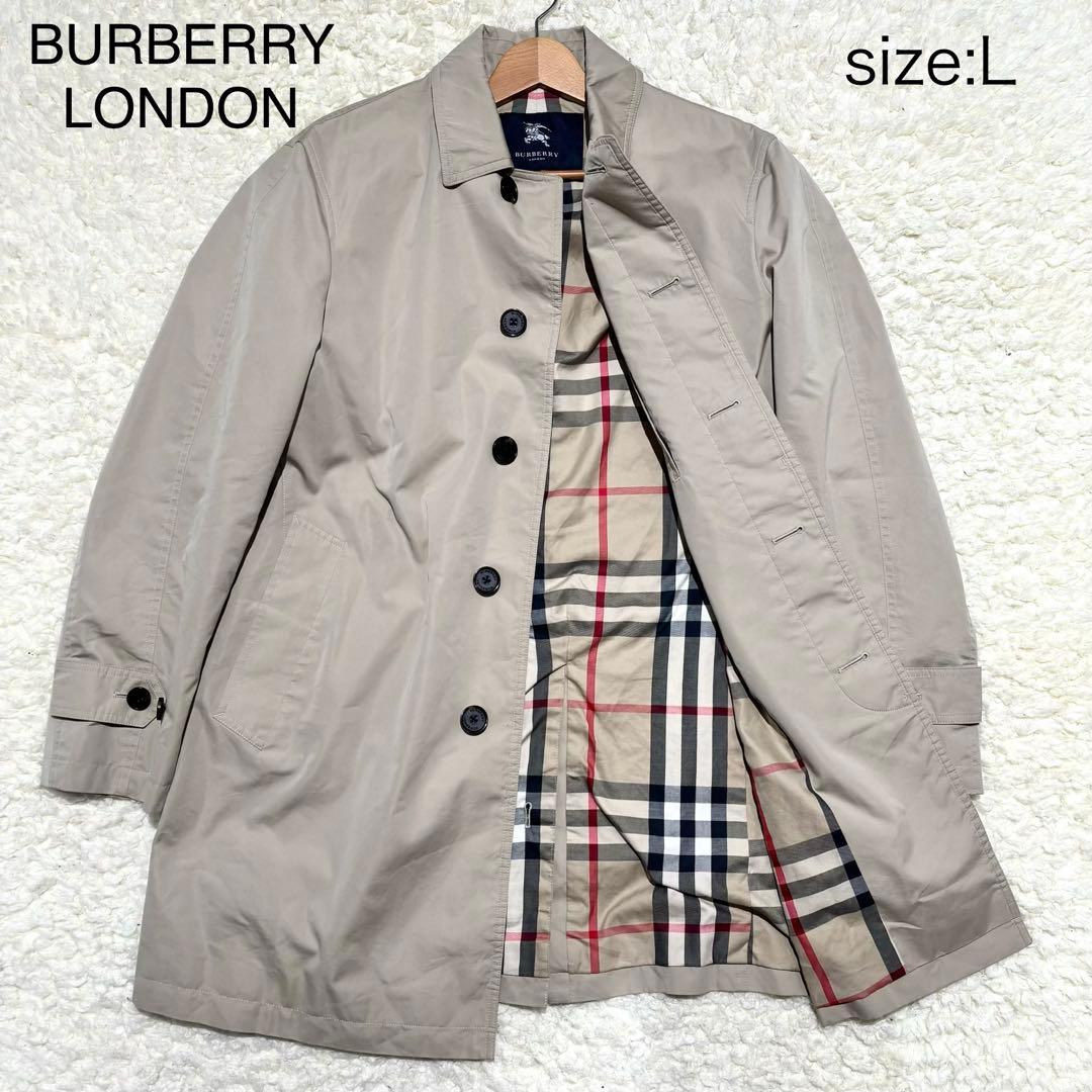 【極美品・L】バーバリー ステンカラーコート メガチェック オーバーサイズ 閉店セール】チェック柄ステンカラーコート メンズコート ロング丈 膝
