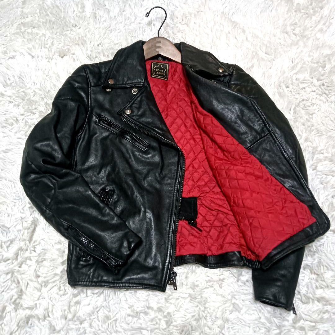 ECHTES LEDER　リアルレザー　ダブルライダースジャケット　裏地レッド 楽天市場】ライダース 本革 リアルレザー ダブルライダース レザー