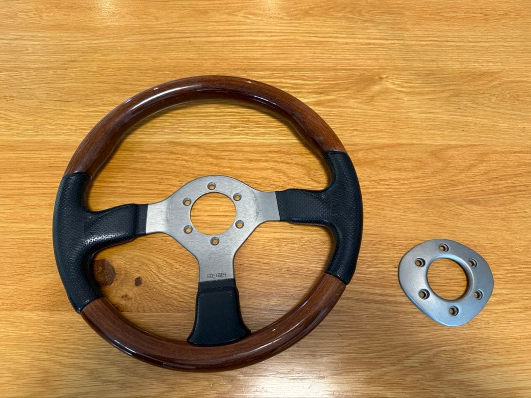 momo ステアリング　35センチ ウッドレザーコンビ MOMOウッドコンビステアリング ハンドルの通販 by リーフ's shop｜ラクマ