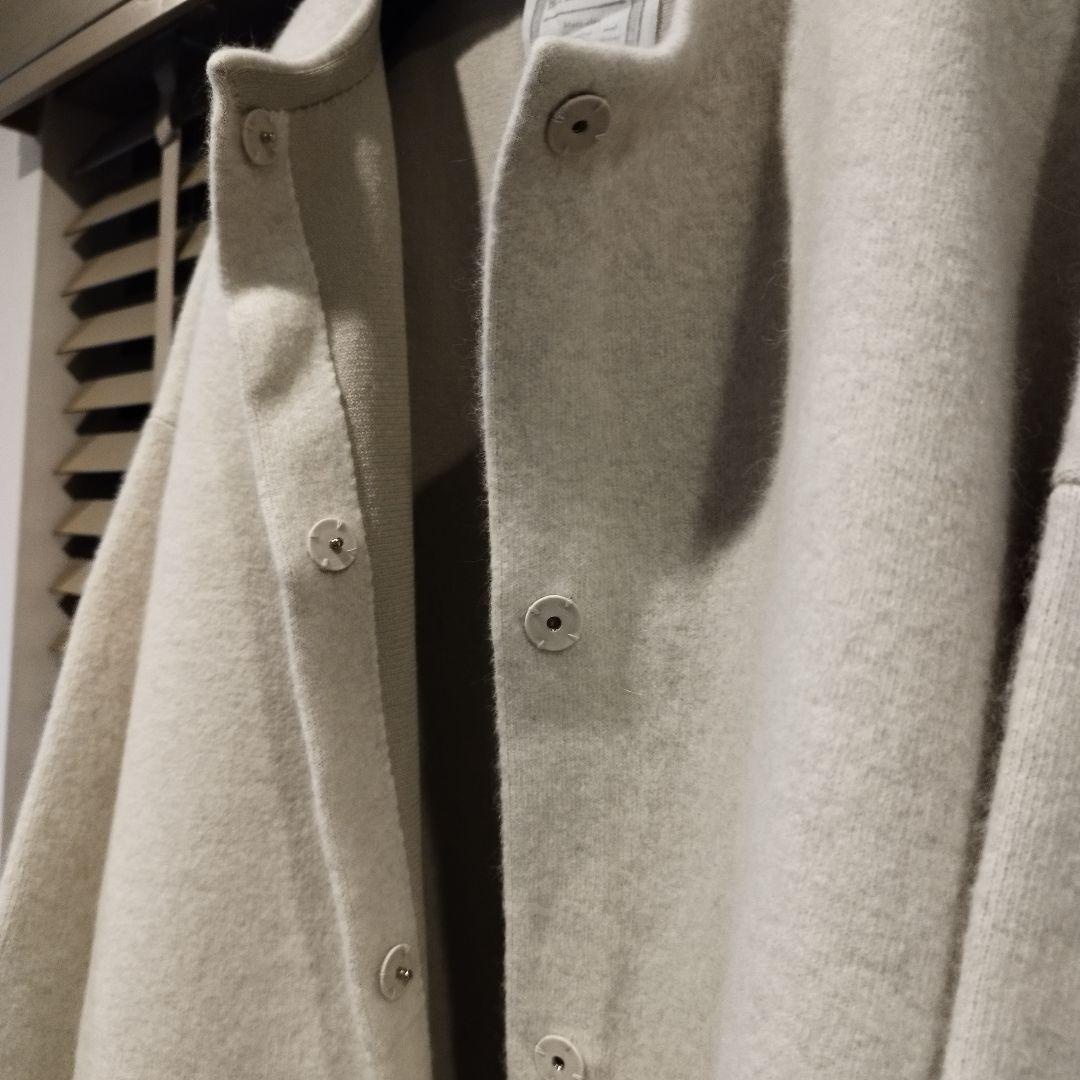 BEARDSLEY ビアズリー 洗えるニットコート アイボリー ノーカラー