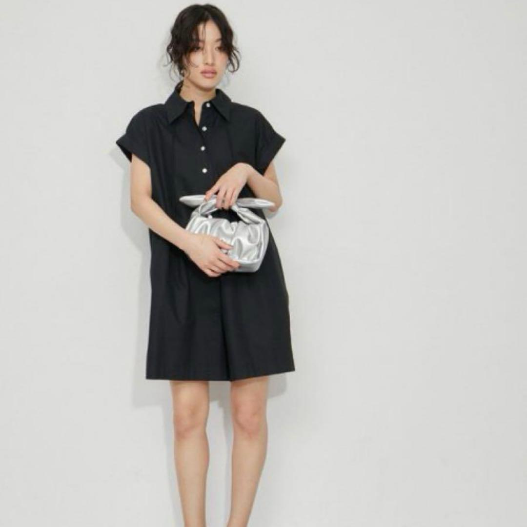 アダムエロペ　シャツロンパース　ブラック ADAM ET ROPE'（アダムエロペ） オールインワン レースシャツ