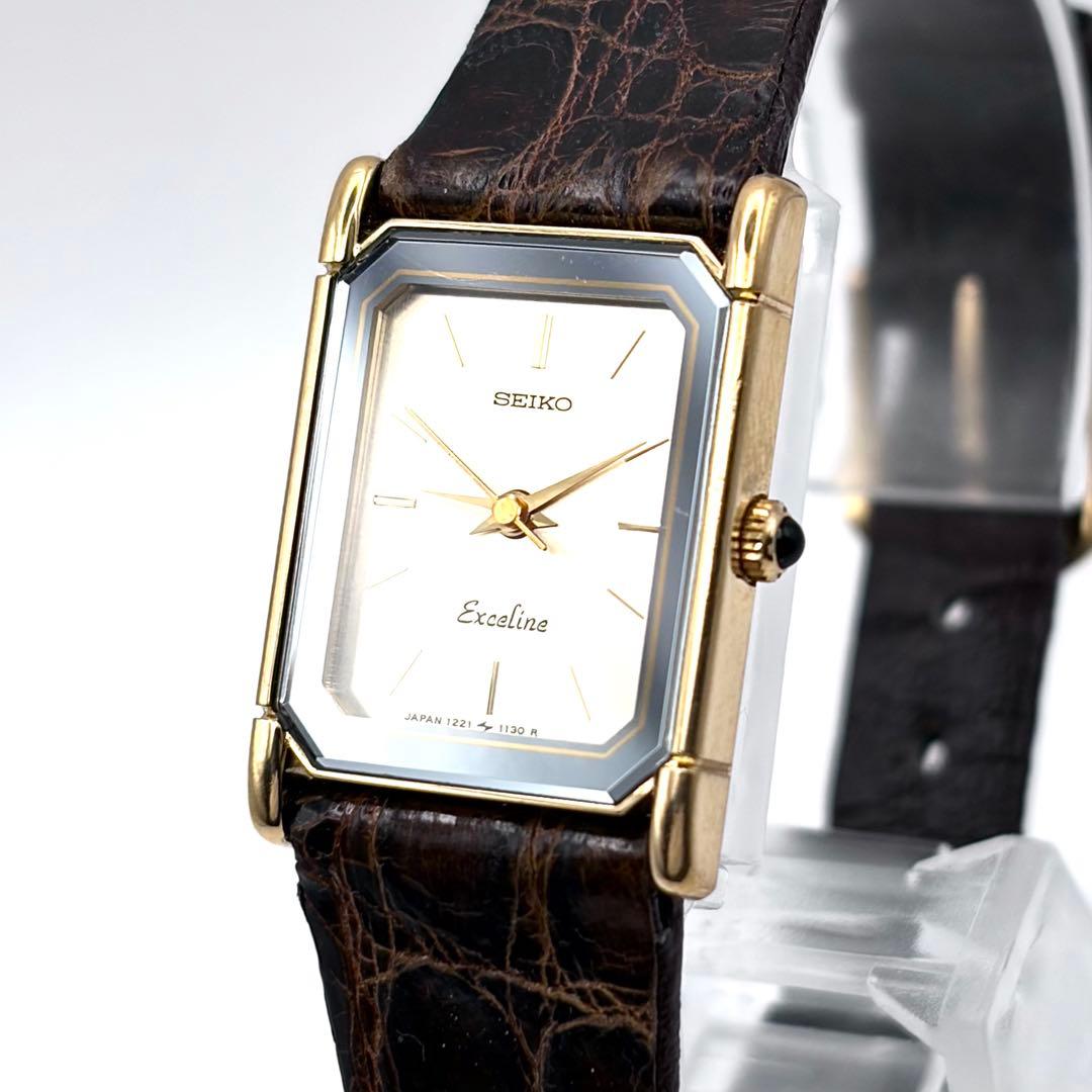 稼働品 新品電池 セイコー エクセリーヌ スクエア ドレス クォーツ レディース SEIKO - 【稼働品】セイコー エクセリーヌ アンティーク SGP30 電池