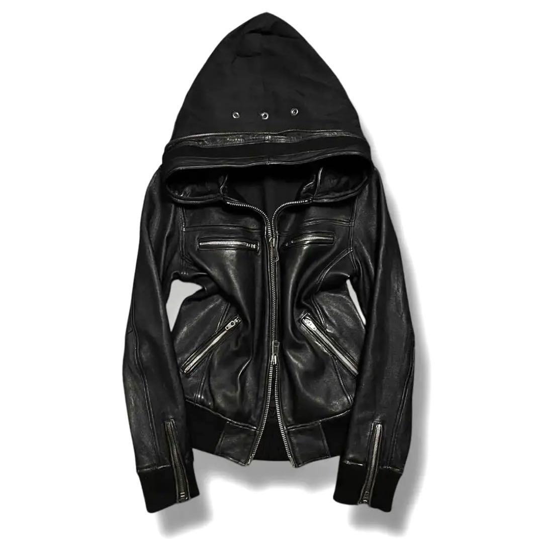 ジャケット・アウター 00s VOLUME NECK 2WAY LEATHER BLOUSON Zadie Jacket Black in Nappa Leather | AFLALO