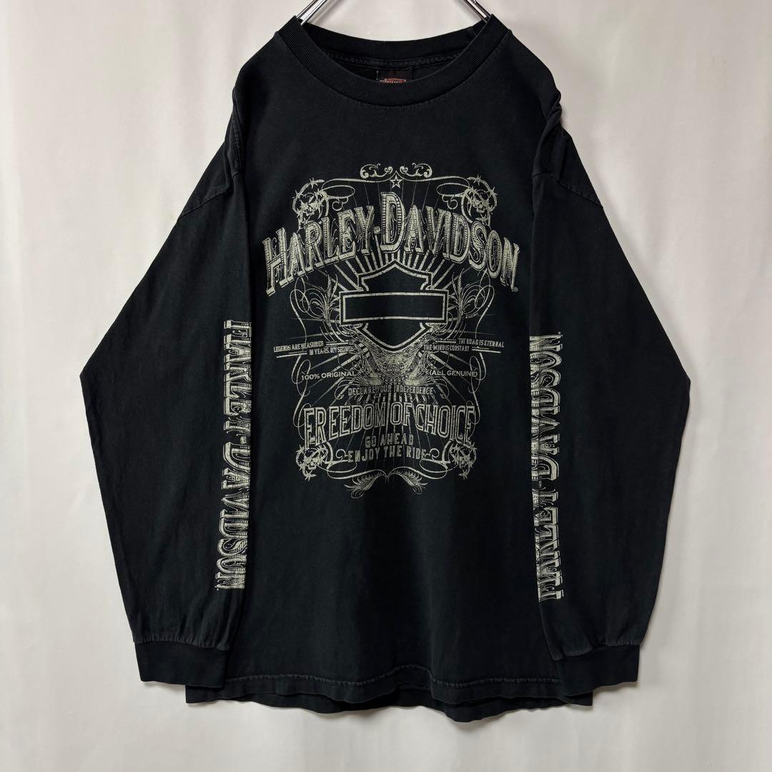 ハーレーダビッドソン　ロングTシャツ　Lサイズ　ブラック　ロゴプリント　古着