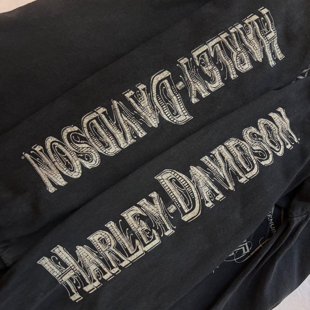 ハーレーダビッドソン　ロングTシャツ　Lサイズ　ブラック　ロゴプリント　古着