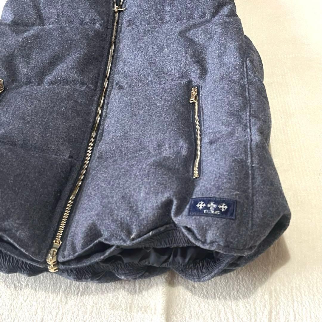 美品✨タトラス ダウンベスト ラクーンファー ウール調 ネイビー系