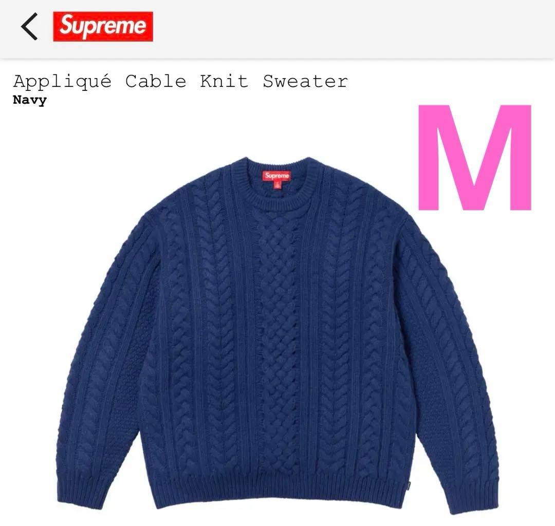 Supreme Appliqué Cable Knit Sweater ネイビー - メルカリ