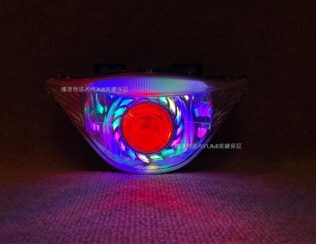 アドレスv125S 虹赤 イカリングヘッドライト！　完全取り付けサポート付き！ アドレスv125G 紫赤イカリングヘッドライト アドレスv125 v125s 高発光