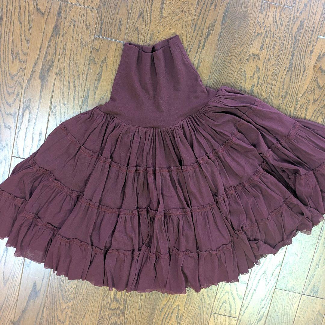 ジャンポール・ゴルチエソレイユ　ティアードスカート　フレアスカート　パワーネット ジャンポール・ゴルチエソレイユ ティアードスカート フレアスカート