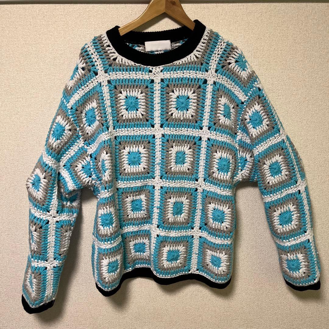NEONSIGN 手編みニットセーター NEON SIGN Crochet Sweater L-XL - メルカリ