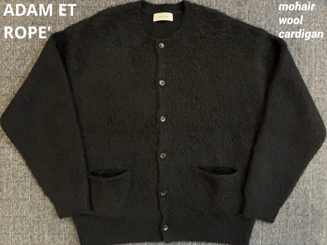 アダムエロペ　ADAM ET ROPE' モヘア　ウール　カーディガン　ブラック ADAM ET ROPE'（アダムエロペ）の「【WILD LIFE TAILOR】カートモヘア