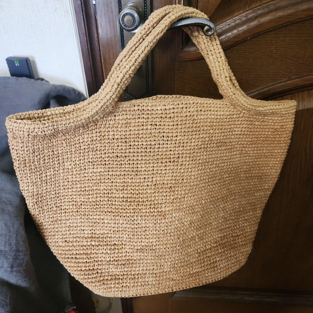 ヨーガンレール　ババグーリ　ラフィアトート＊美品　草木染め　手編み　カゴバッグ fennica（フェニカ）Babaghuri / 水草の透かし編みかご 大（バッグ