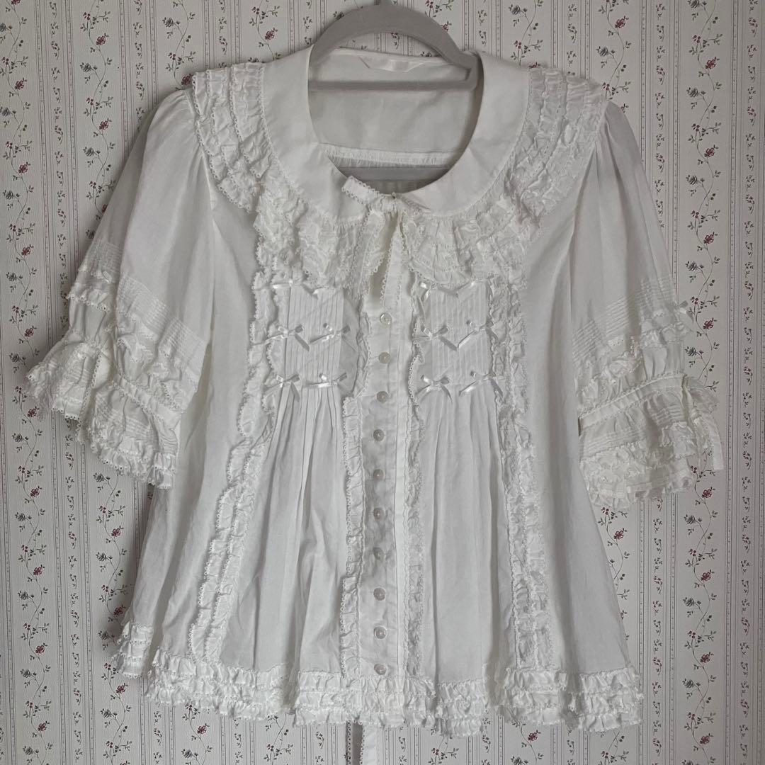 ピンクハウス　ブラウス　半袖　白 フード付きブラウス｜ピンクハウスオフィシャルオンラインストア｜PINK