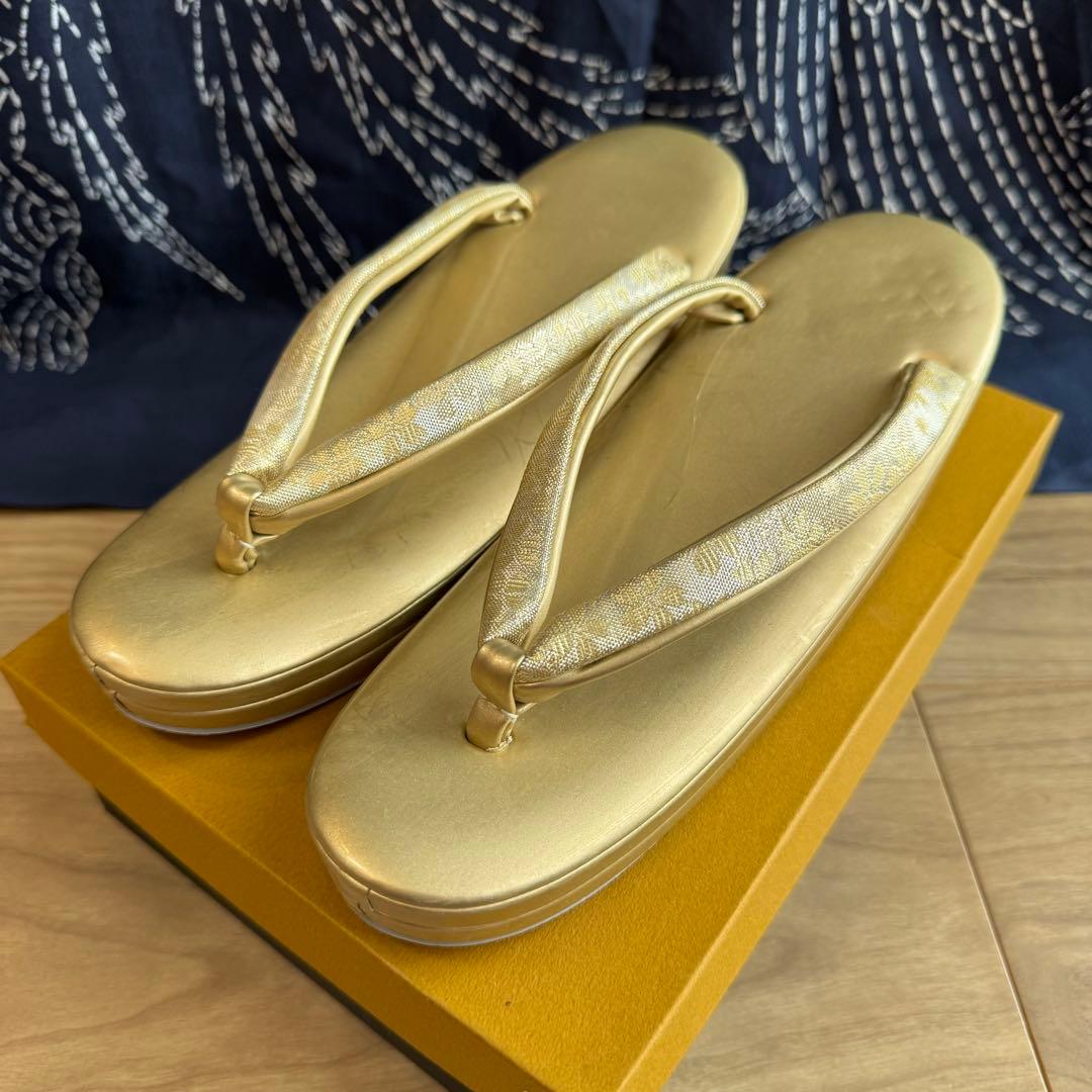 美品　草履　バッグ　着物　浴衣　和装　金　ゴールド　和装用バッグ