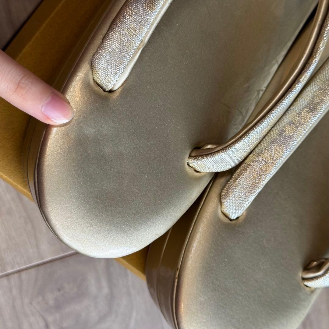 美品　草履　バッグ　着物　浴衣　和装　金　ゴールド　和装用バッグ