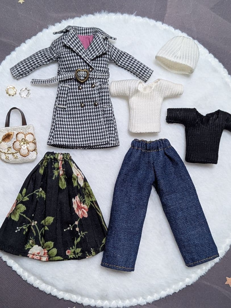 トレンチコートセット【８点】プレミアム着回し　美プラ　布服　1/12　千鳥格子② Sibra（シブラ） トレンチコート コート 千鳥格子柄ロングコート