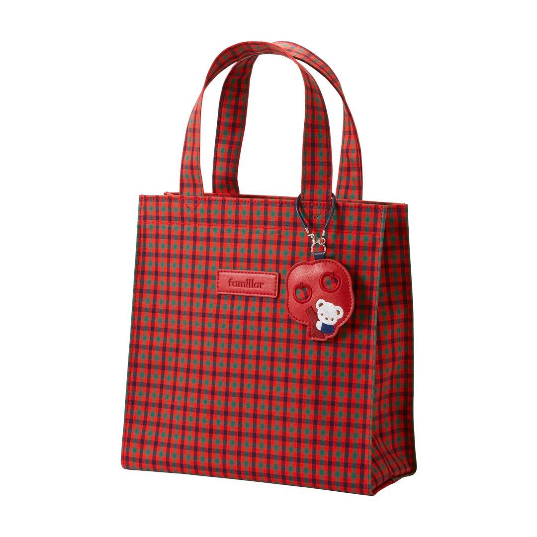 新品未開封 ファミリア familiar トートバッグ 赤チェック 小 XF