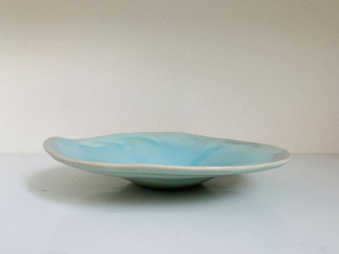 池田優子さん　エメラルドグリーンのゆらゆら皿　20センチプレート　新品