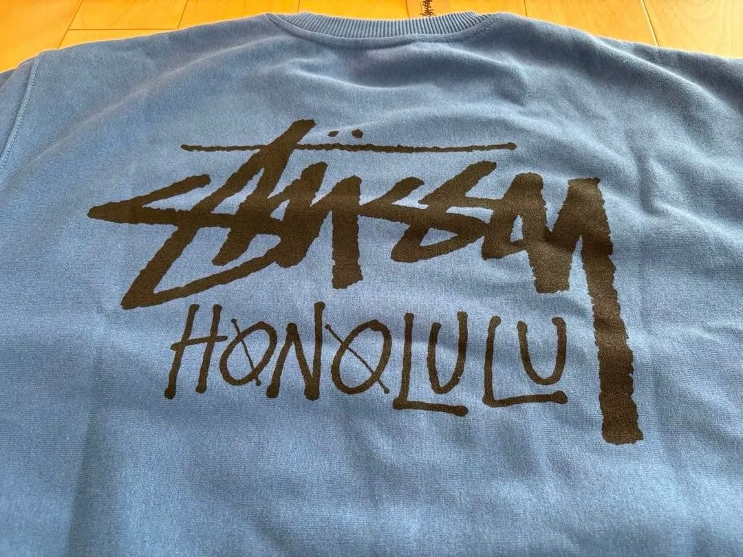 Stussy ステューシー ホノルルロゴ スウェット トレーナー 青 M ハワイ