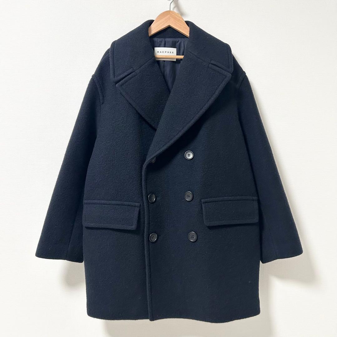MACPHEE ボンディングダブルブレストコート Pコート ネイビー 36